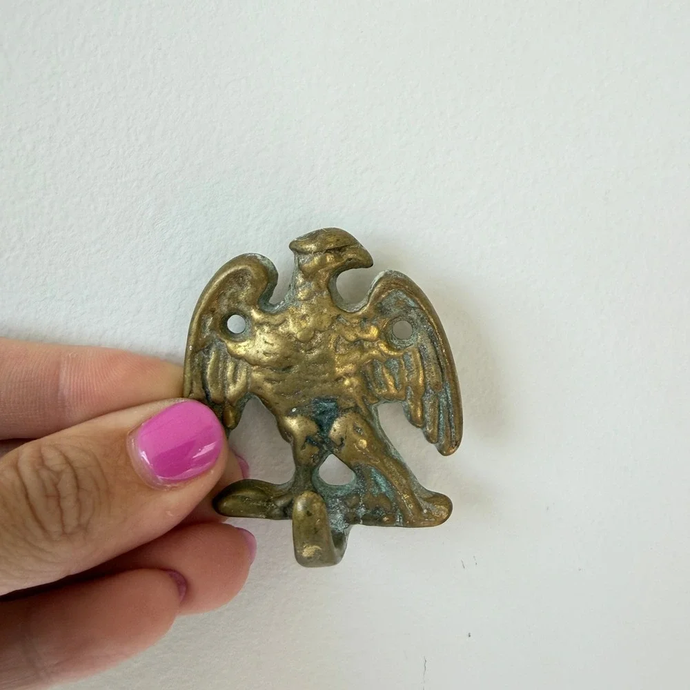 Vintage Solid Brass Eagle Wall Hook Federal Style Patriotic Americana Decor